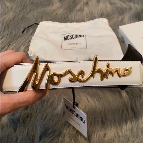 Moschino Accessories - MOSCHINO- leather cursive logo belt